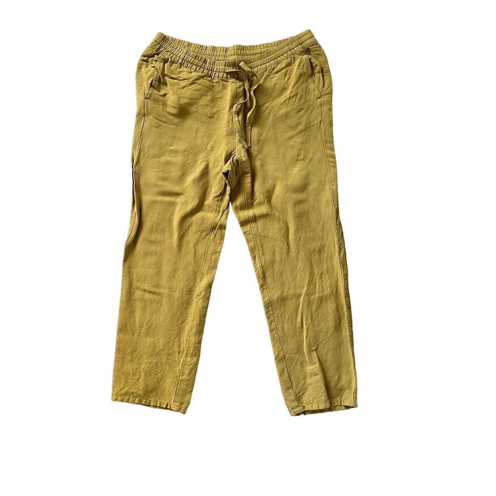 J. Jill Linen Blend Elastic Waist Drawstring Pant Size Small Petite‎ Yellow